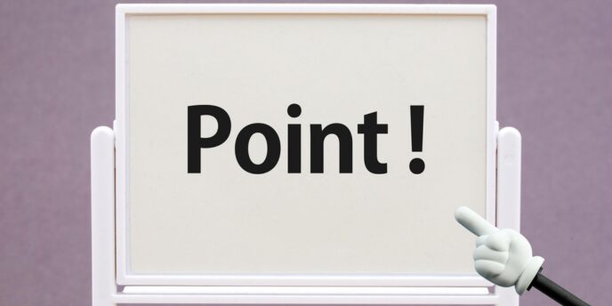 「Point!」を指差す手付きのプレート