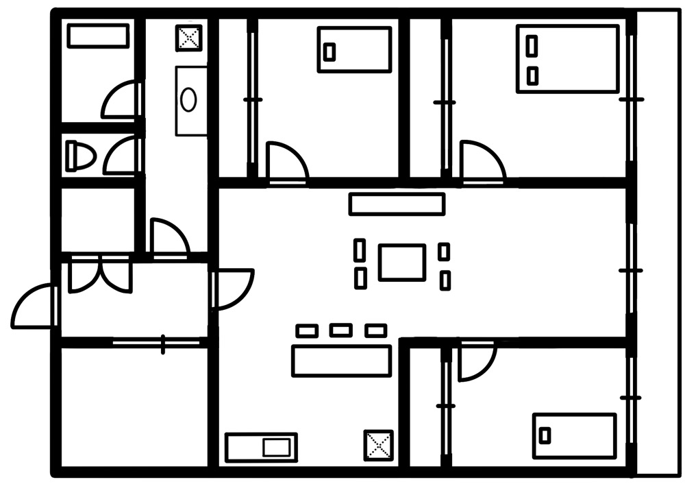 和歌山の広々リビング付き3LDK一戸建て間取り図